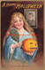 322315-Halloween, Samuel Garre No GAR01-1, Young Lady Holding Mirror & Jack O Lantern - Halloween