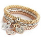 Delcampe - 3 BRACCIALI  CON CHARM FORMA DI CUORE E STRASS MODA DONNA BRACELET S. VALENTINO SHARON W - Armbänder