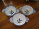 BOLS ECUELLES A OREILLES EN FAIENCE ANCIENNE QUIMPER MALICORNE FLEUR DE LYS DONT UN SIGNE PBx - Malicorne (FRA)