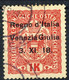 Trentino - Alto Adige 1918 Sass. N. 15 K 1 Rosa Su Giallo Usato Cat. € 220 Tre Firme Tra Cui A. Diena - Trento