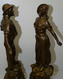 Delcampe - 2 ANCIENS SUJETS STATUETTES REGULE VERNIS SOCLE BOIS HOMME A LA PIPE & FEMME AU PANIER COLLECTION DECO - Sonstige & Ohne Zuordnung