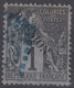 REUNION : ALPHEE DUBOIS 1c NOIR N° 17 OBLITERATION LOSANGE DE POINTS BLEUS - Used Stamps