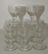 11 ANCIENS PETITS VERRES A PIED VERRE Soufflé Et Gravés  CAVE A LIQUEUR COLLECTION VITRINE  Déco Table - Verre & Cristal