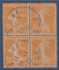 Type Semeuse Camée N°158 Bloc De 4 Oblitéré 5c Orange - 1906-38 Semeuse Camée