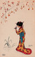 CPA Femme Japonaise Japanese Lady Girl Papillon Butterfly Kimono Illustrateur  2 Scans - Other & Unclassified