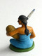 FIGURINE STARLUX 1957 CAMP INDIEN Série Luxe 2833 SQUAW ACROUPIE AVEC BEBE Tenue Bleue Indienne - Starlux