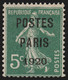 Préoblitérés N°24, Semeuse 5c Vert POSTES PARIS 1920, Neuf (*) - TB - 1893-1947