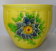 ANCIEN CACHE POT CERAMIQUE SARREGUEMINES ESDEVE N° 5309 JAUNE Fleurs BLEUES & VERTES COLLECTION DECO VITRINE - Sarreguemines (FRA)