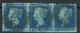 Gran Bretagna 1941 SG N. 4 - 2 P. Azzurro RRR Striscia Di 3 (QJ, QK, QL) Usata - Usados