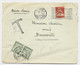TAXE 20C PAIRE BONNEVILLE HAUTE SAVOIE 3.11.1924 LETTRE DE SUISSE HELVETIA 20C GENEVE TARIF FRONTALIER - 1859-1959 Covers & Documents