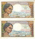 500 Francs, O.D., 2 Scheine, Beide Gereinigt, WPM 58 A1, III - Madagascar