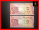 MACAU  10 Patacas 2012  BNU & BoC  "Chinese Zodiac"  Year Of  Dragon  P. 85 & 115  Commemorative  Same Last 3 Digit  UNC - Macau