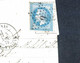 Delcampe - TB Lettre 5 Novembre 1870 Par Ballon Monté Pour Étretat Arrivé Le 9/11  La Ville De Châteaudun Dentelé Bleu N°29 - 1863-1870 Napoleon III Gelauwerd