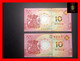 MACAU 10 Patacas 2018  BNU & BoC  "Chinese Zodiac"  Year Of Dog  P. 88C & 121  Commemorative  Same Last 4 Digit   UNC - Macao