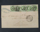 Enveloppe Avec 5 Timbres Cérès N° 53 , Bande De Timbres Oblitérés Le Havre 30/08/1873. B TB - 1871-1875 Cérès