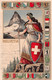 Helvetia - Cervin Matterhorn Zermatt - Drapeaux Des Cantons - Schweizer Flagge - Litho - Gaufrée - Zermatt