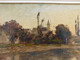 Delcampe - Huile Sur Panneau "Chanaz Village Avec Pont Et église "cadre Bois Doré Daté 1908 - Olii