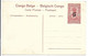 Congo Belge - Entier Postal 10 Centimes Surcharge 15 Centiemes En Carte Postale. Nr. 10 - Stamped Stationery