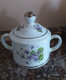 Bonbonniere En Porcelaine Ou Sucrier, LA VIOLETA Madrid - Motif De Violettes - Andere & Zonder Classificatie