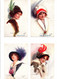 4  C P A  ILLUSTRATIONS BARBER  " PORTRAITS DE FEMME AUX CHAPEAUX "    SIGNEE 1913 - Barber, Court