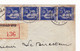 Lettre 1941 Recommandé Bordeaux Gironde Bande De 4 Paix 90c - 1932-39 Paix