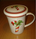 CANDY CANE CHRISTMAS XMAS MUG TANKARD CUP WITH CAP ROYAL FINE PORCELAIN LIMOGES - Tazze