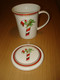 CANDY CANE CHRISTMAS XMAS MUG TANKARD CUP WITH CAP ROYAL FINE PORCELAIN LIMOGES - Cups