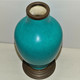 JOLI ANCIEN VASE BOCH LA LOUVIERE CERAMIQUE CRAQUELEE BLEU Bord Et SOCLE BRONZE COLLECTION DECO VITRINE - Boch (BEL)