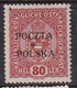POLAND 1919 Krakow Fi 43 Mint Never Hinged Signed Petriuk I-86 - Neufs