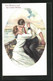 Künstler-AK Clarence F. Underwood: Des Meeres Und Der Liebe Wellen, Liebespaar Küsst Sich In Einem Ruderboot - Underwood, Clarence F.