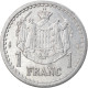 Monnaie, Monaco, 1 Franc, Undated (1943), TTB+, Aluminium, Gadoury:MC131 - 1922-1949 Louis II