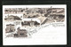 Lithographie Munster, Hotel Sandkrug, Panorama Vom Barackenlager, Villa Erica, Offizier-Casino - Munster