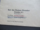 DDR 1956 Dienstmarke Für Den ZKD Nr. 6 MeF Rat Des Kreises Dresden An Das Vermessungsbüro D. Reichsbahn In Dresden - Autres & Non Classés