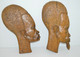 2 PROFILS BOIS Sculpté HOMME Et FEMME AFRICAINS SCULPTURE AFRIQUE ANCIENS Déco COLLECTION DECO VITRINE - Madera