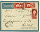 Etiopia 1937 Posta Aerea, Splendida Lettera Harar - Roma Con 3 Esemplari Del C. 50 Carminio, Sassone N. 5 - Ethiopië