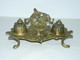 BEL ENCRIER Double En BRONZE PORTE PLUME DECOR FLORAL STYLE ART NOUVEAU Collection Déco Bureau Vitrine - Encriers