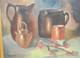 TABLEAU HST NATURE MORTE Signée DAUDOU CADRE BOIS Doré XXe Peinture  COLLECTION Déco VITRINE - Olii