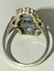 BELLE ANCIENNE BAGUE MARQUISE ARGENT 925e & MINERVE 3 PIERRES Et Marcassites XXe - Anelli