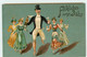 N°18036 - Carte Gaufrée - Fröhliche Neues Jahr - Femmes Suivant Un Homme En Costume, Tenant Une Bouteille De Champagne - New Year