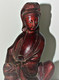 STATUETTE BOIS Gwanyin ASIE CHINE Yeux SULFURE Bois De Couleur Rouge COLLECTION - Wood