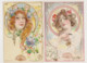 4 Cartes Fantaisie D.Lambea Serra - Style Art Nouveau  / Portrait De Jolie Jeune Femme Rousse - Non Classificati