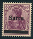 1920, 60 Pfg. Germania "Sarre" Rotlila Sauber Entfalzt, Doppelt Geprüft Burger BPP - Unused Stamps
