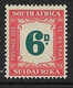 SOUTH AFRICA 1949 6d POSTAGE DUE SG D38 LIGHTLY MOUNTED MINT Cat £25 - Postage Due