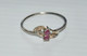BAGUE ARGENT ANCIENNE Poinçon 925e & 2 PIERRES ROSES Ou CRISTAL Taillé Bijoutier - Rings
