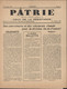 Journal Patrie Bulletin Intérieur Militaire De "ceux De La Résistance" Guerre 39 45 Du 10 NO 1944 N°2 Articles FFL CDLR - Autres & Non Classés