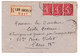 Lettre Recommandée 1920 Les Andelys Eure Semeuse 50c Bande De 3 - 1903-60 Säerin, Untergrund Schraffiert