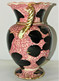 Delcampe - VASE CERAMIQUE VALLAURIS VINTAGE Décors NOIRS FOND ROSE ANSES TORSADEES DOREES Collection Déco Vitrine - Vallauris (FRA)