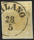 O 1850, 5 Cent. Giallo Ocra, Usato, Cert. Goller (Sass. 1) - Lombardy-Venetia