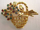 JOLIE BROCHE ANCIENNE PANIER FLEURI - Broches