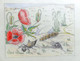 DESSIN ORIGINAL G REUZE ALBUM A COLORIE LINE ET PAT Calque Mine De Plomb Crayons De Couleurs CIGALES ET COQUELICOTS - Original Drawings